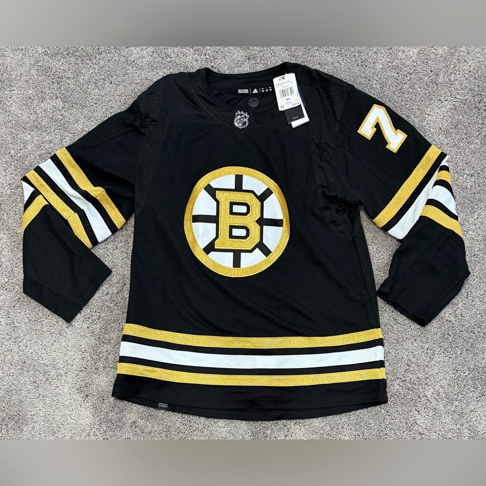 Adidas Boston Bruins Hockey Jersey Black Gold Taylor Hall 100th Mens Size 52